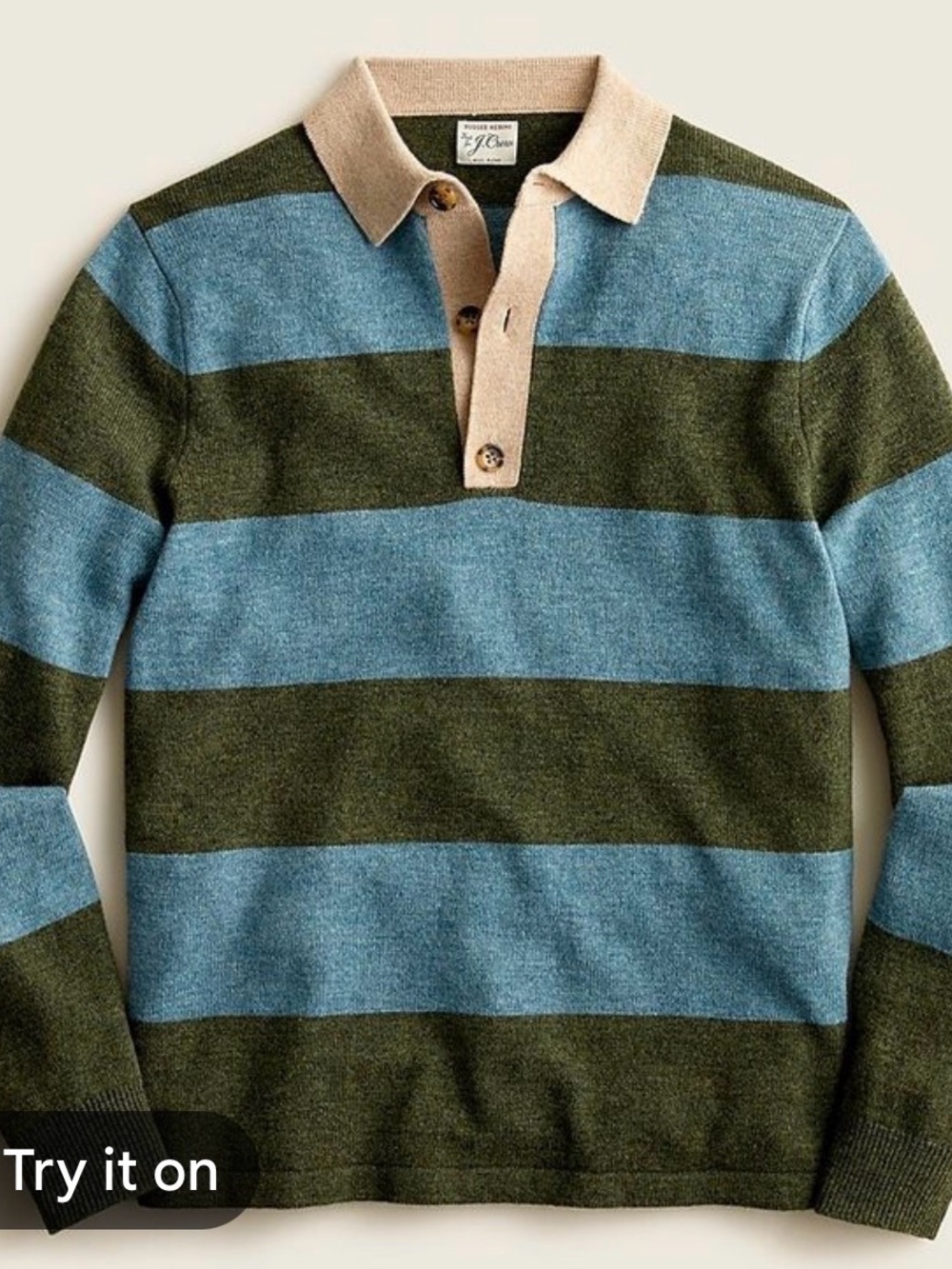 J. Crew Striped Rugby Lambswool Merino Sweater NWOT Size L